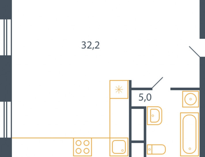 Студия 37.2 м²