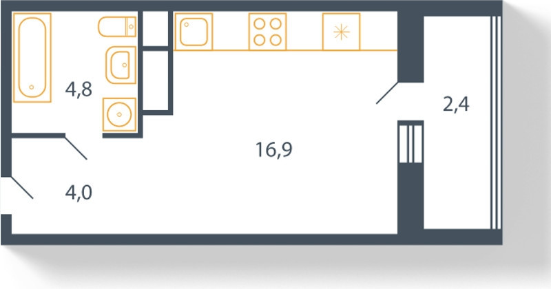 Студия 28.1 м²