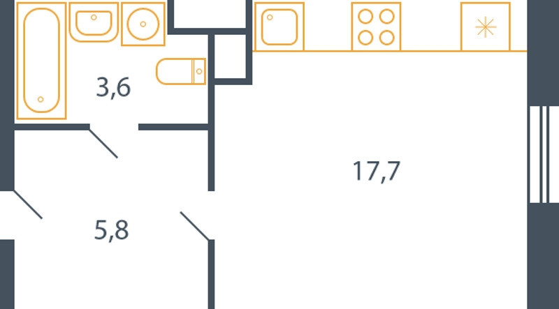 Студия 27.1 м²